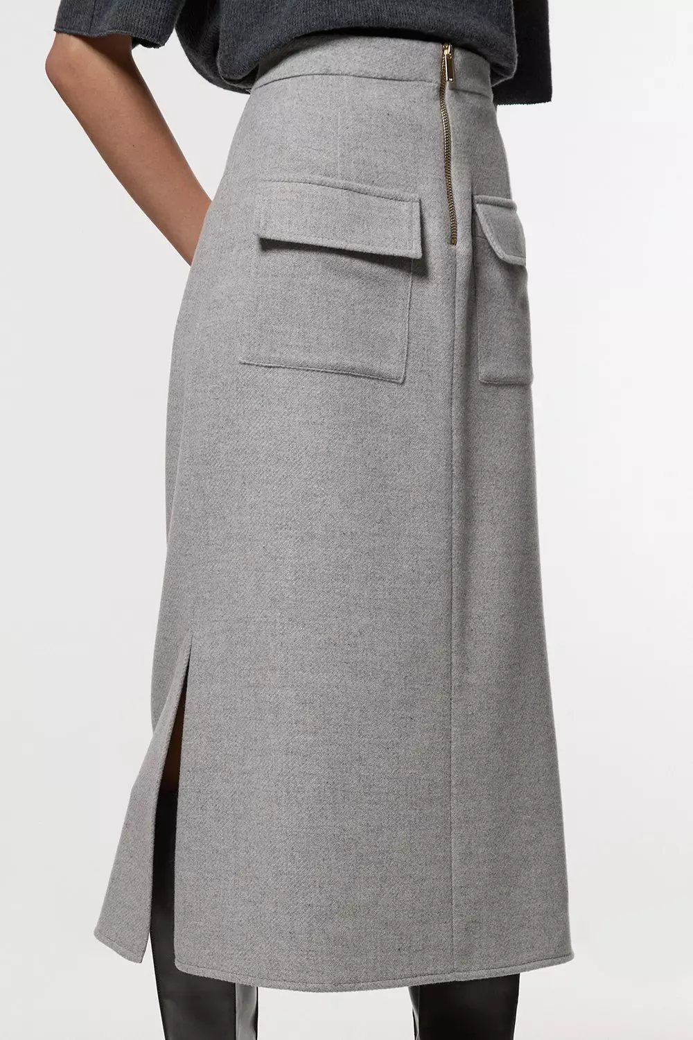Plain grey pencil skirt hotsell